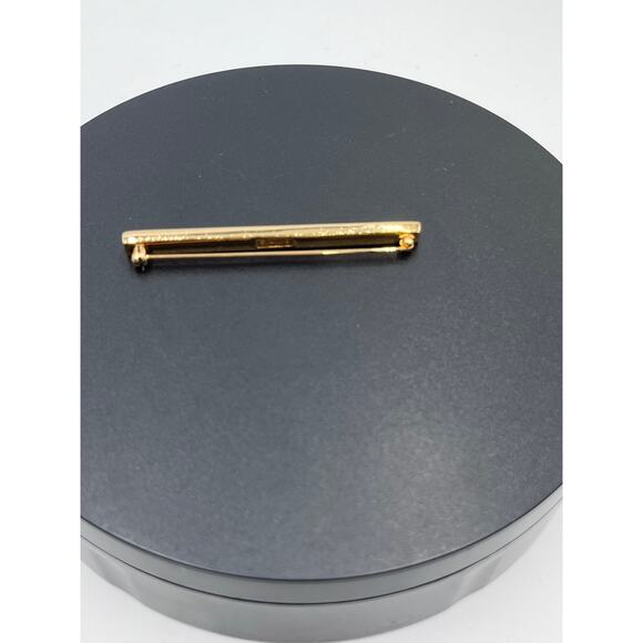 SWAROVSKI SAL Vintage Gold Tone Rhinestone Signed Elongated Bar Pin Brooch - Picture 3 of 9